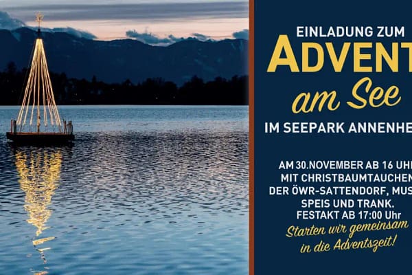 Christbaum am Ossiacher See im Wasser